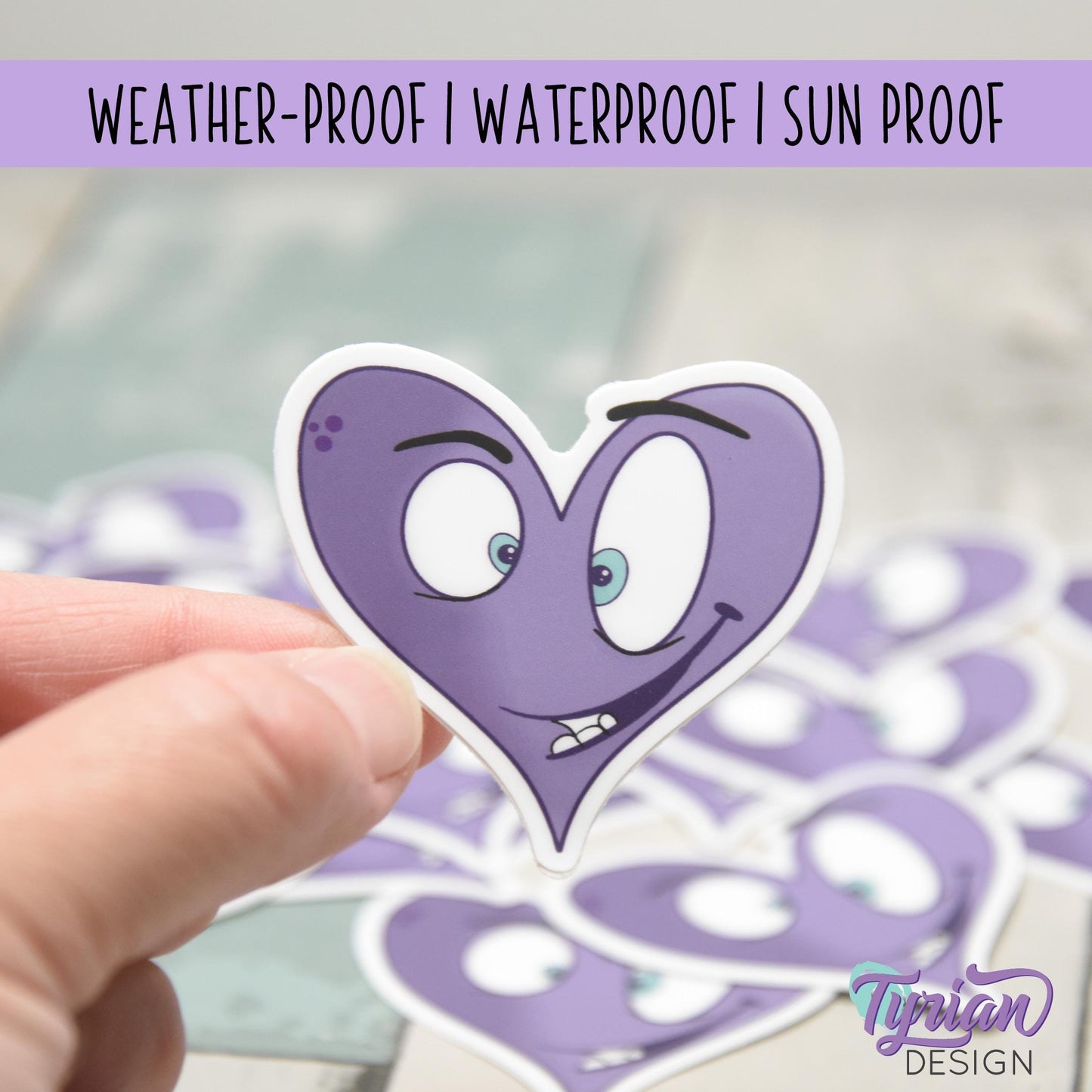 Crazy Heart Vinyl Sticker | Purple Heart Sticker | Sticker is high quality weather proof vinyl | 2 x 2 inch