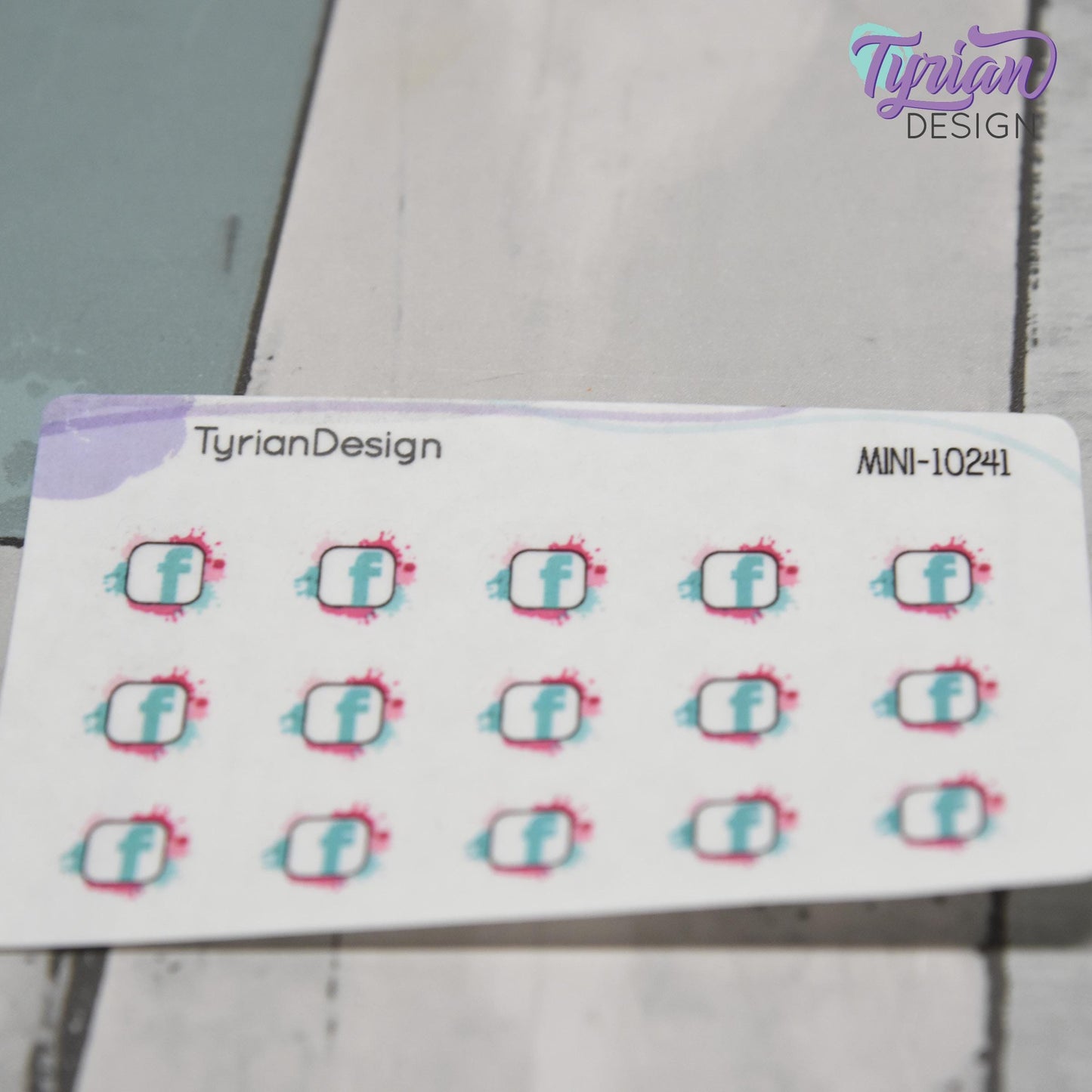 Mini Facebook Stickers | Mini Sheet of Social Media | 15 Stickers | .5 x .46" each | 3.375" x 2.125" Mini Sheet | White or Clear Matte