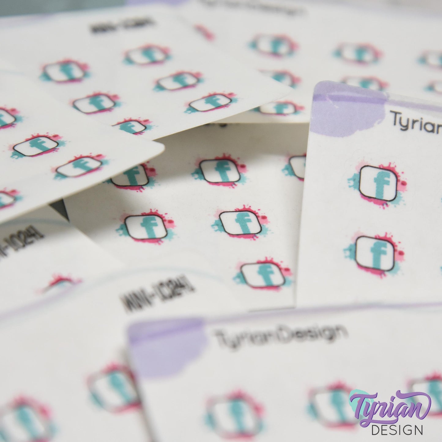 Mini Facebook Stickers | Mini Sheet of Social Media | 15 Stickers | .5 x .46" each | 3.375" x 2.125" Mini Sheet | White or Clear Matte