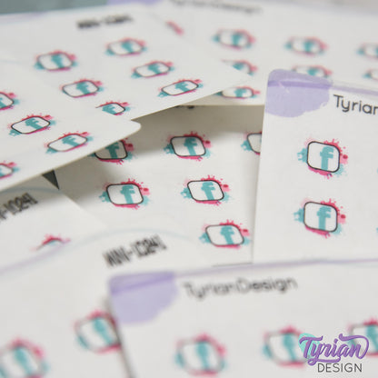 Mini Facebook Stickers | Mini Sheet of Social Media | 15 Stickers | .5 x .46" each | 3.375" x 2.125" Mini Sheet | White or Clear Matte