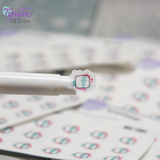 Mini Facebook Stickers | Mini Sheet of Social Media | 15 Stickers | .5 x .46" each | 3.375" x 2.125" Mini Sheet | White or Clear Matte