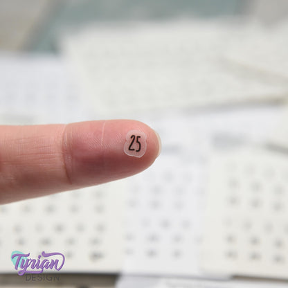 Tiny Date Stickers | 64 stickers | .26" H x .23" W max