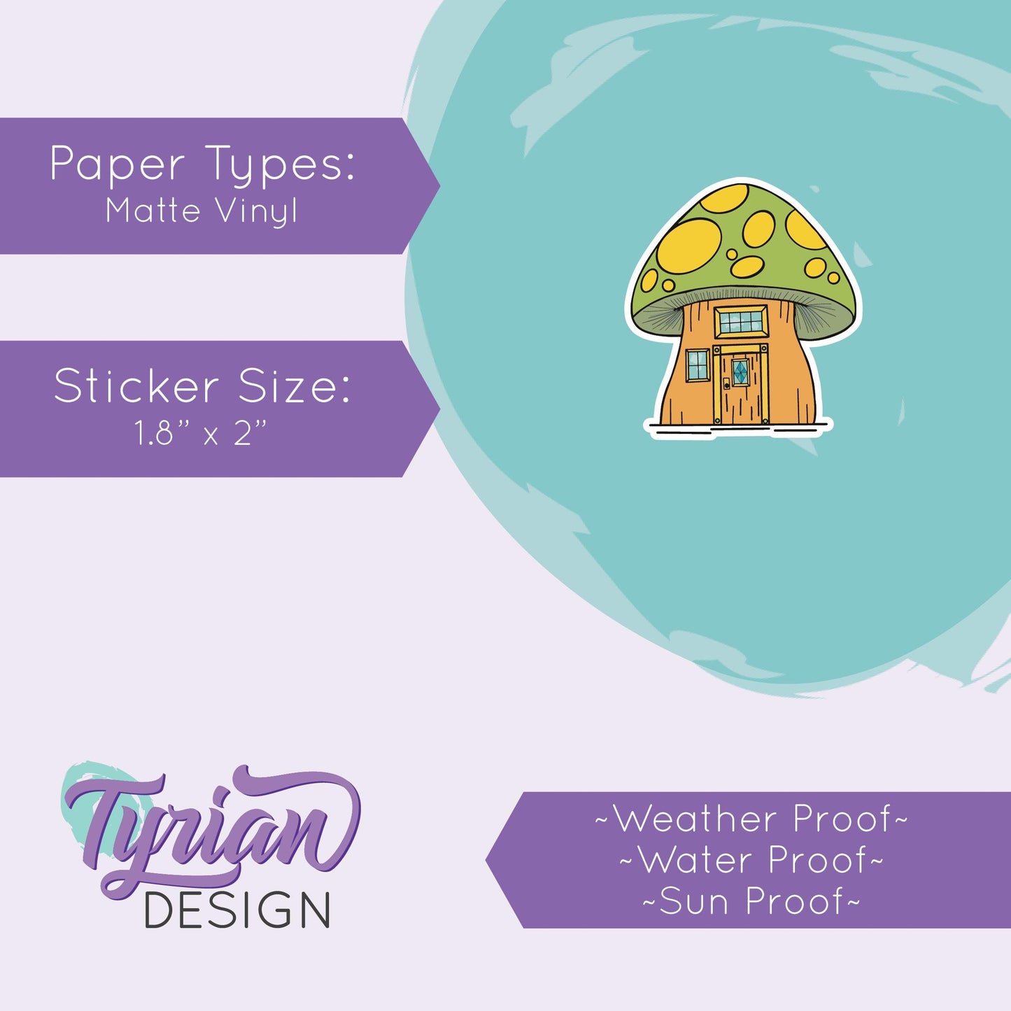 Mushroom House Vinyl Sticker | High quality weather proof vinyl | 1.8 x 2" | Fairy House Sticker| Little House sticker | Tumbler  Sticker