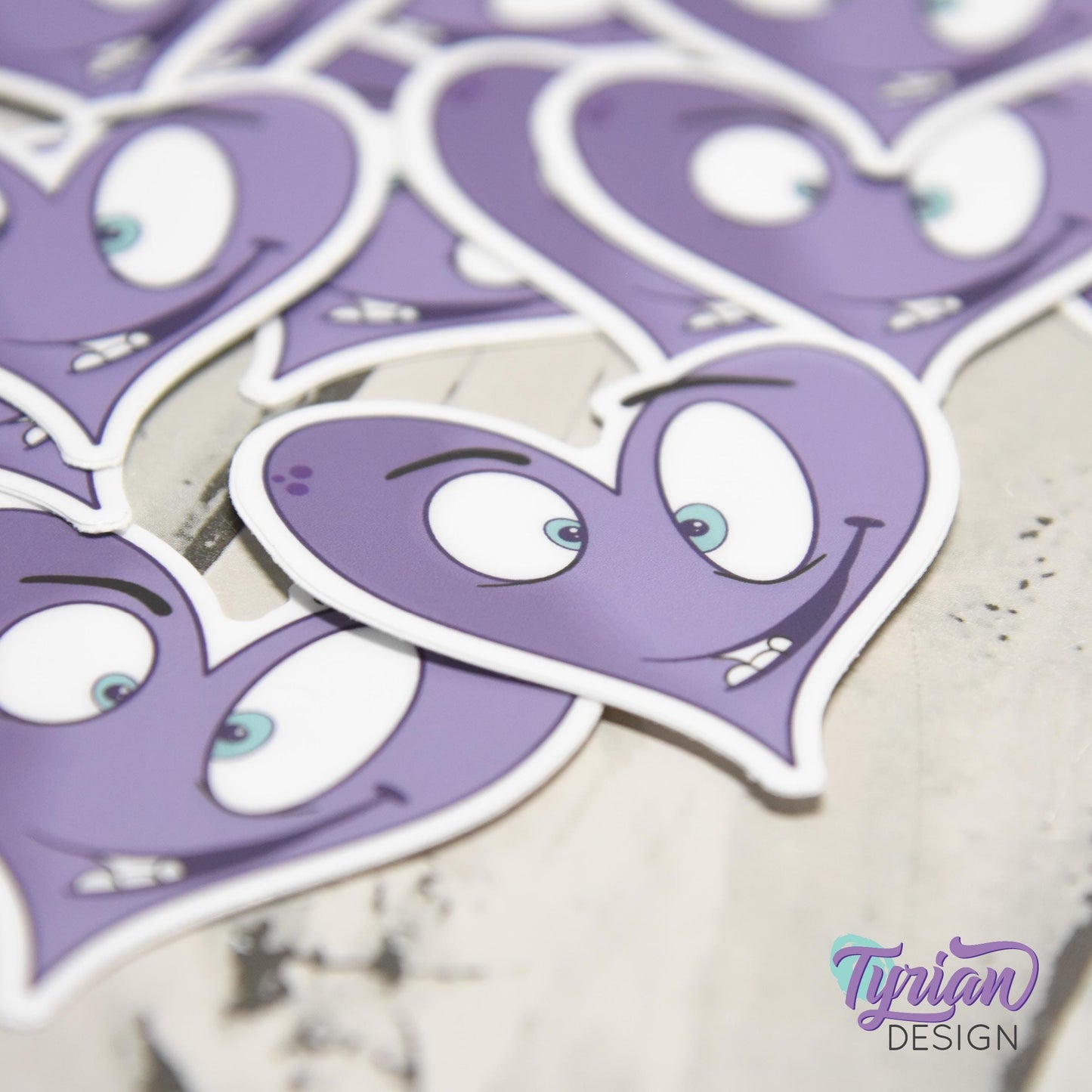 Crazy Heart Vinyl Sticker | Purple Heart Sticker | Sticker is high quality weather proof vinyl | 2 x 2 inch