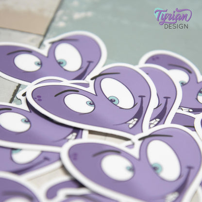 Crazy Heart Vinyl Sticker | Purple Heart Sticker | Sticker is high quality weather proof vinyl | 2 x 2 inch