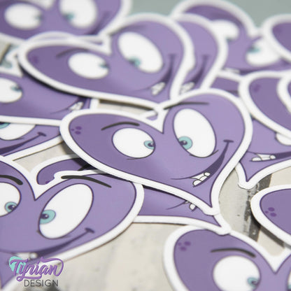 Crazy Heart Vinyl Sticker | Purple Heart Sticker | Sticker is high quality weather proof vinyl | 2 x 2 inch
