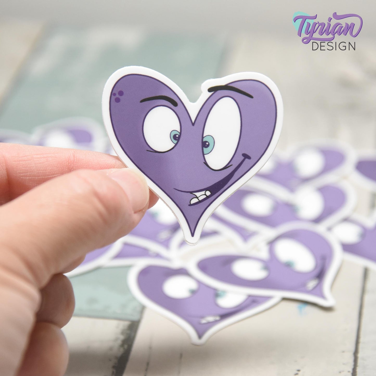 Crazy Heart Vinyl Sticker | Purple Heart Sticker | Sticker is high quality weather proof vinyl | 2 x 2 inch