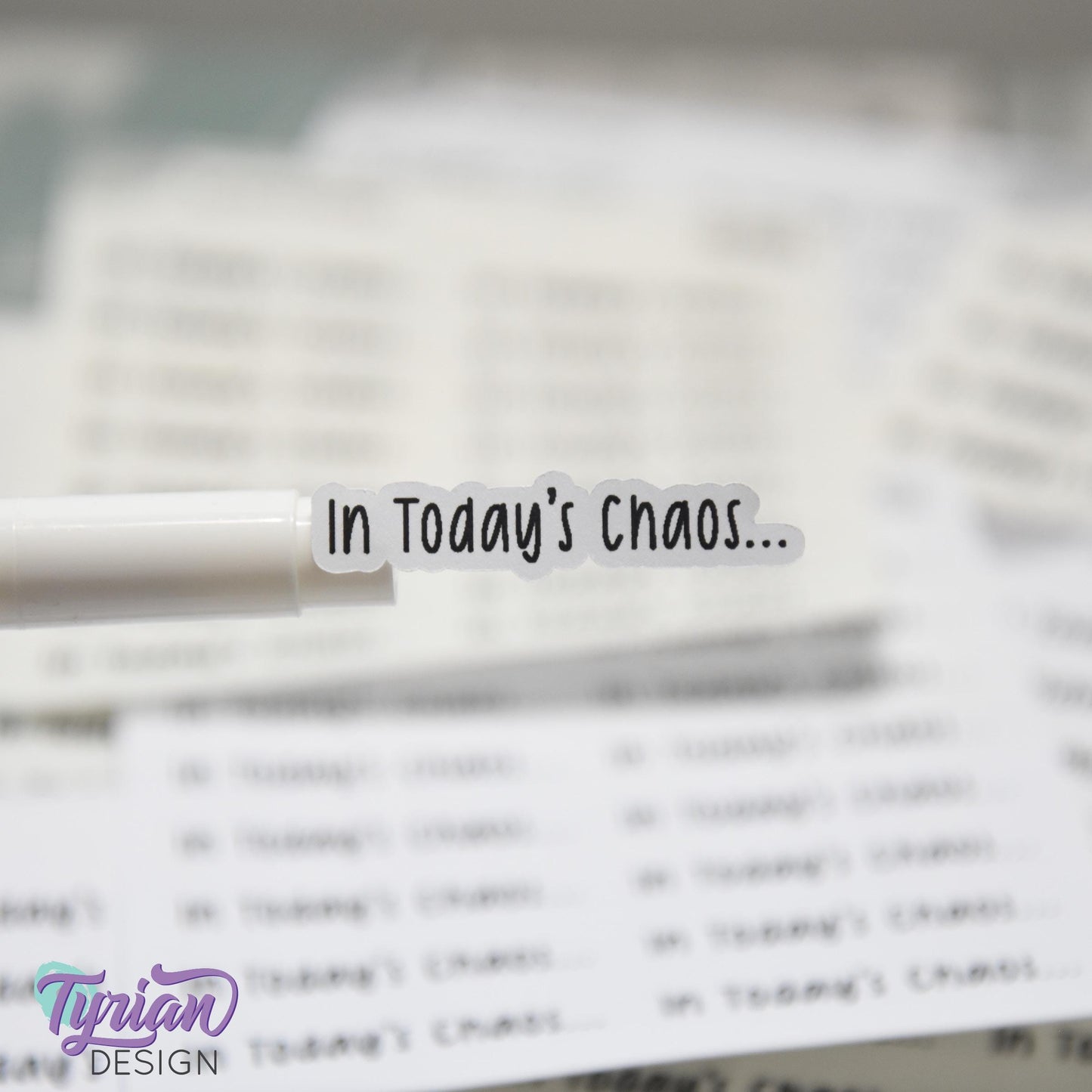In Today's Chaos Stickers | 16 Stickers per sheet | 1.53 x .35" Each | Cole Font