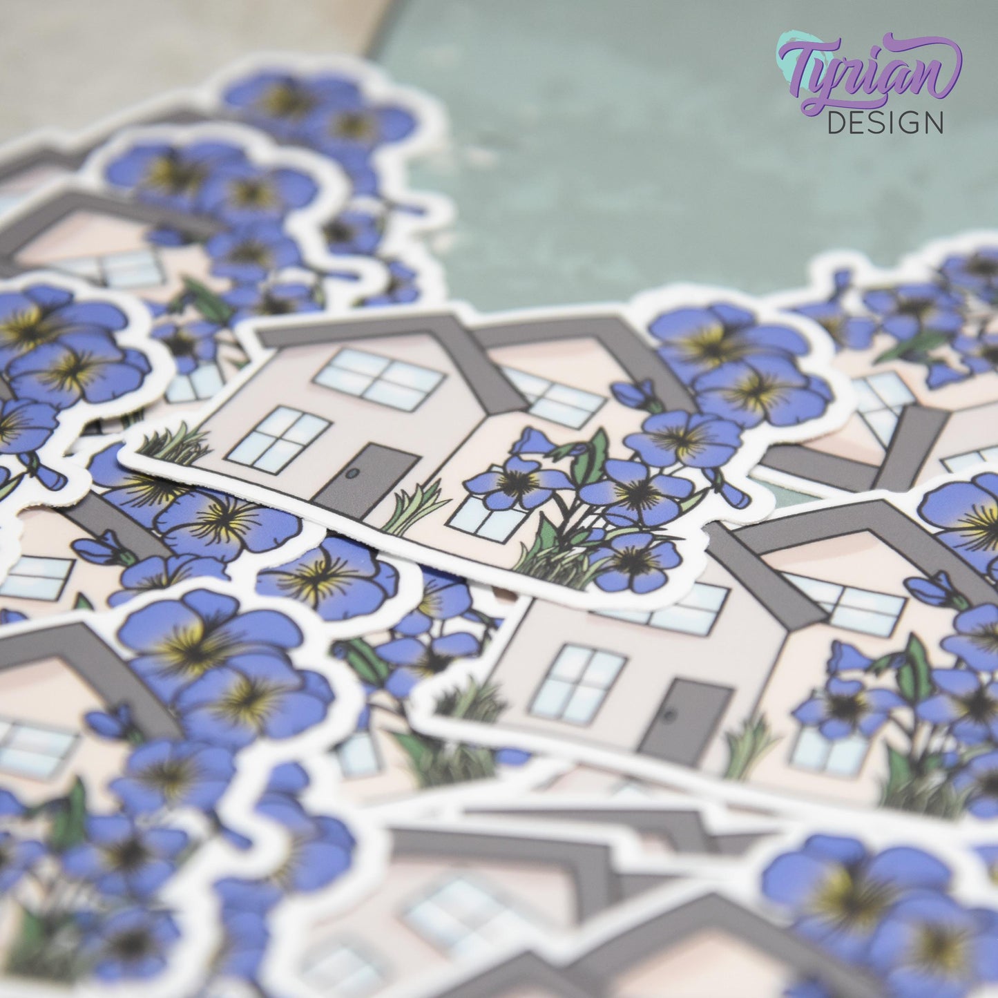Violet House Vinyl Sticker | High quality weather proof vinyl | 2"x 2" | House Sticker| Little House | Tumbler Sticker | Violet Flower