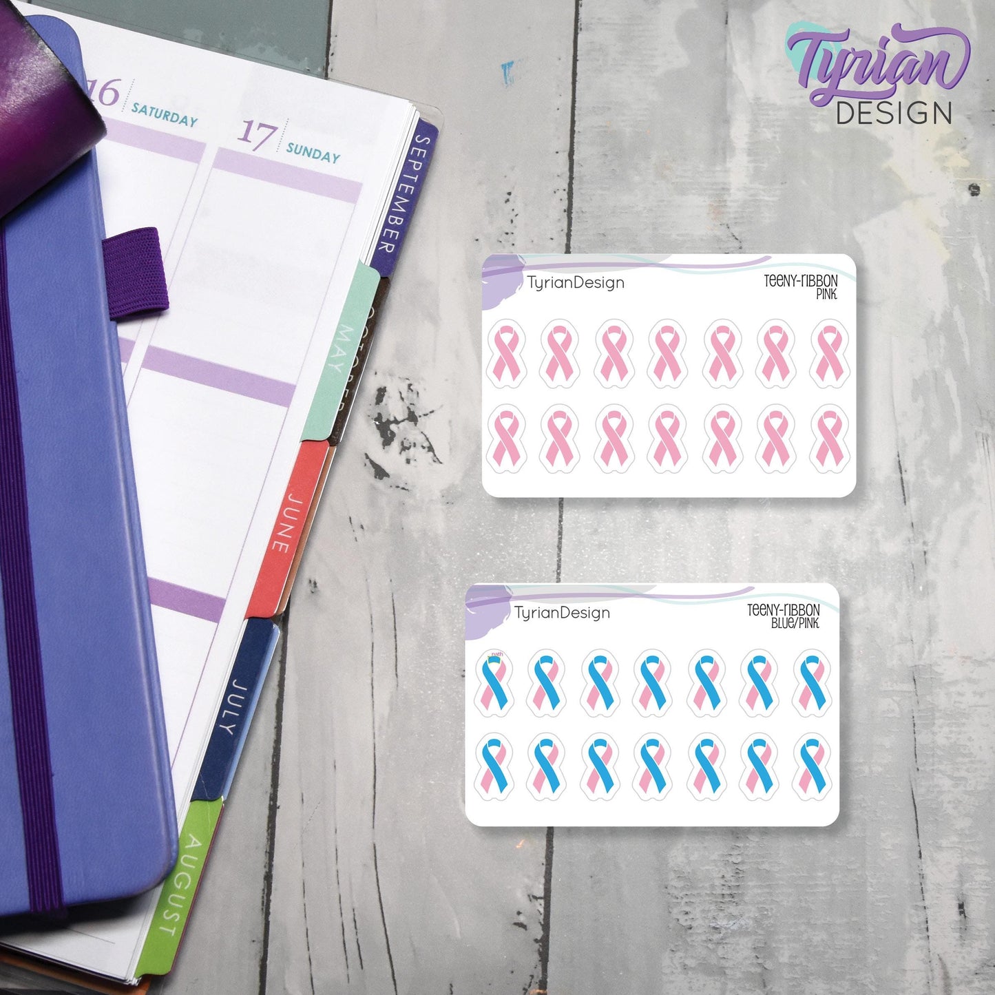 Mini Awareness Ribbon | 14 Stickers | .33" x .57"each