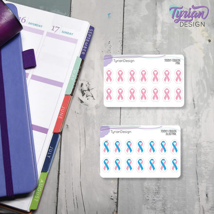 Mini Awareness Ribbon | 14 Stickers | .33" x .57"each