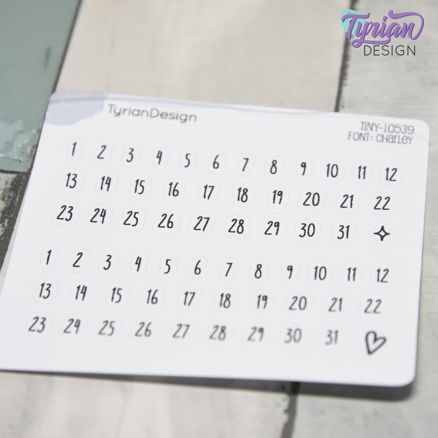 Tiny Date Stickers | 64 stickers | .26" H x .23" W max