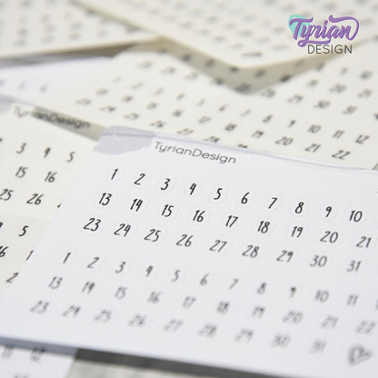 Tiny Date Stickers | 64 stickers | .26" H x .23" W max