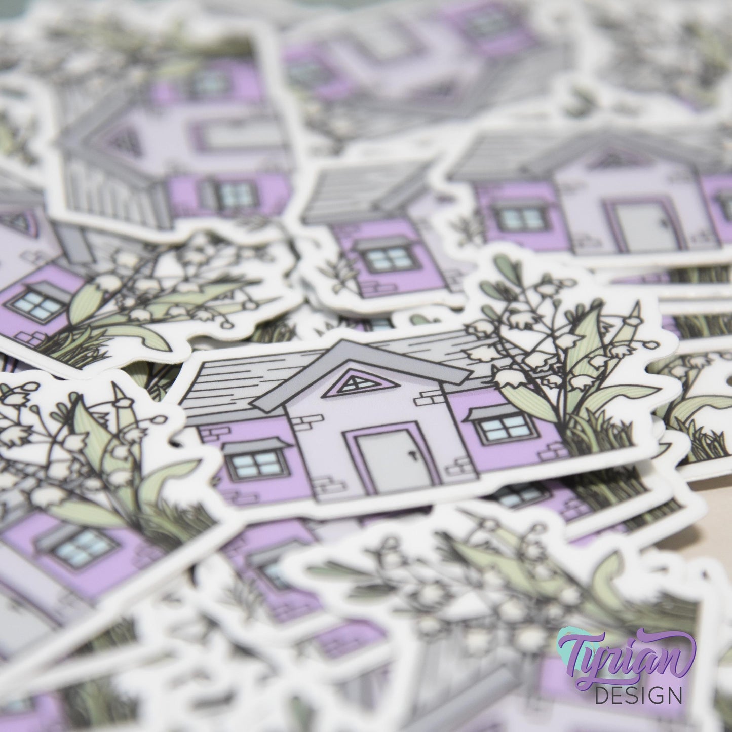 Lily of the Valley House Vinyl Sticker | Waterproof & Weatherproof | 2" x 1.5" | Durable Die-Cut Sticker for Journals, Tumblers and More