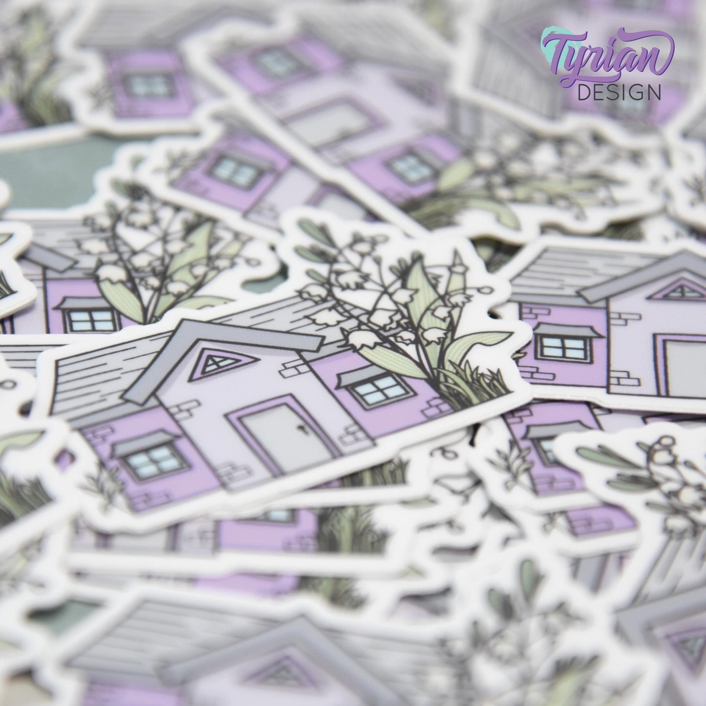 Lily of the Valley House Vinyl Sticker | Waterproof & Weatherproof | 2" x 1.5" | Durable Die-Cut Sticker for Journals, Tumblers and More