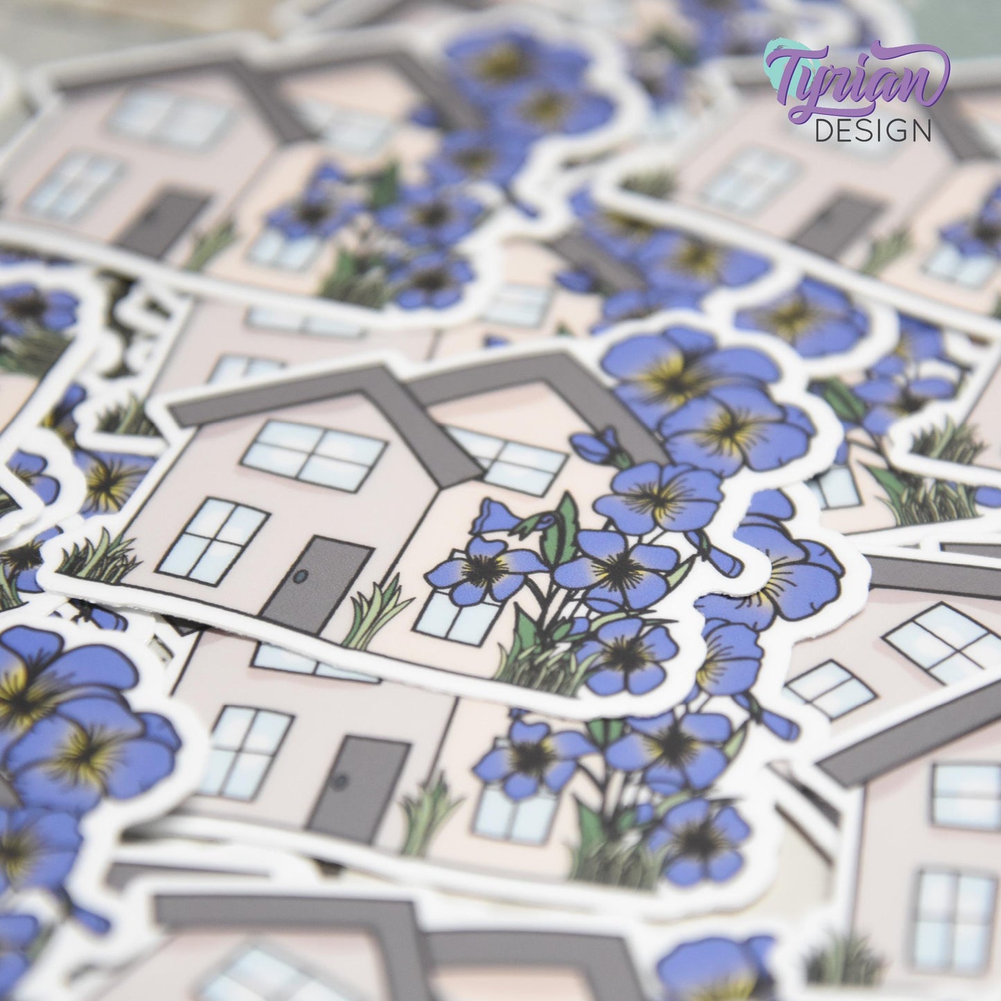 Violet House Vinyl Sticker | High quality weather proof vinyl | 2"x 2" | House Sticker| Little House | Tumbler Sticker | Violet Flower