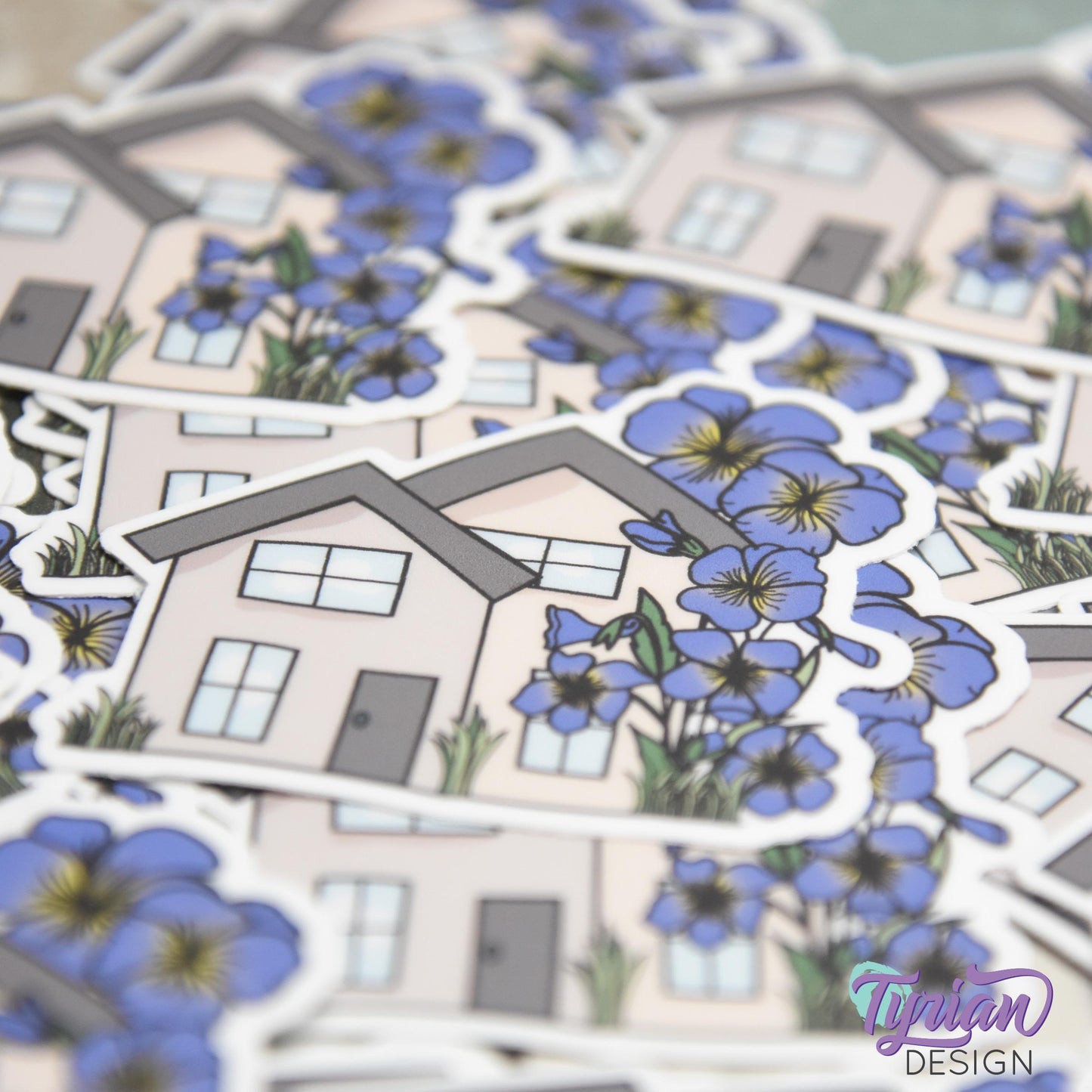 Violet House Vinyl Sticker | High quality weather proof vinyl | 2"x 2" | House Sticker| Little House | Tumbler Sticker | Violet Flower