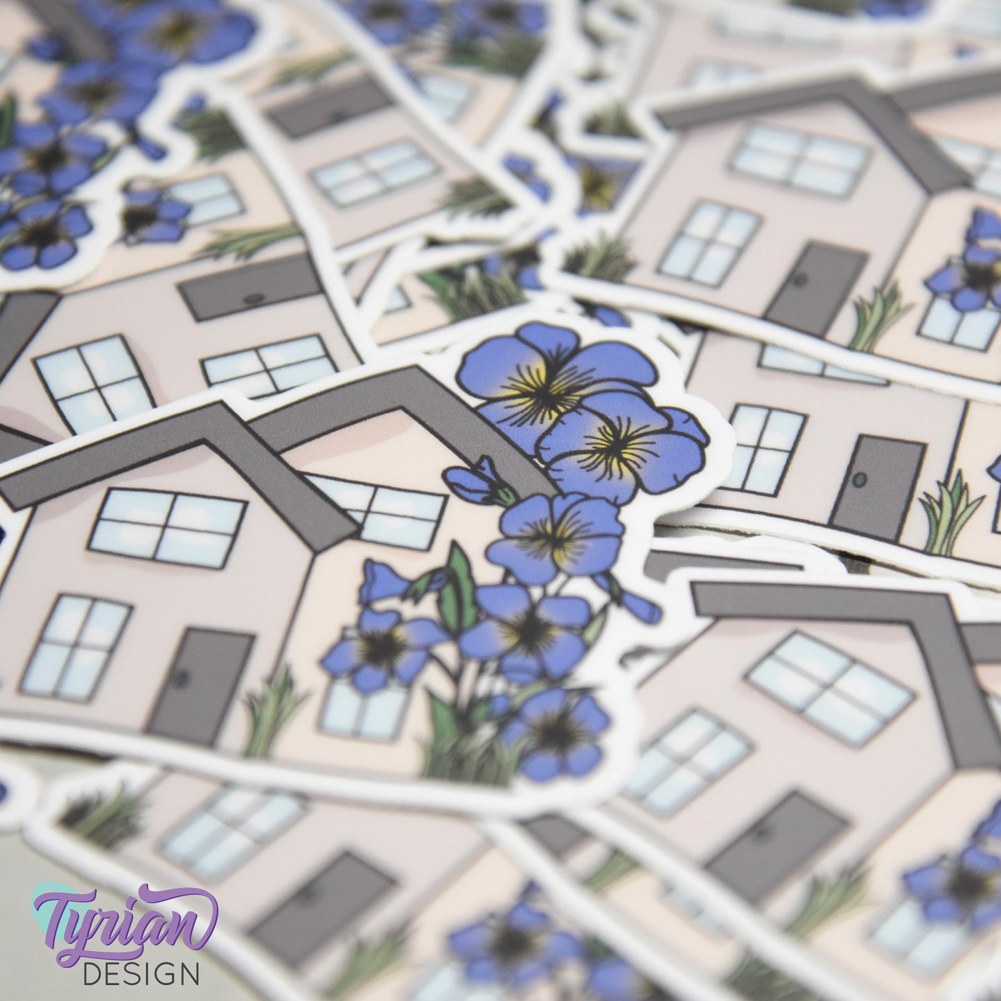 Violet House Vinyl Sticker | High quality weather proof vinyl | 2"x 2" | House Sticker| Little House | Tumbler Sticker | Violet Flower