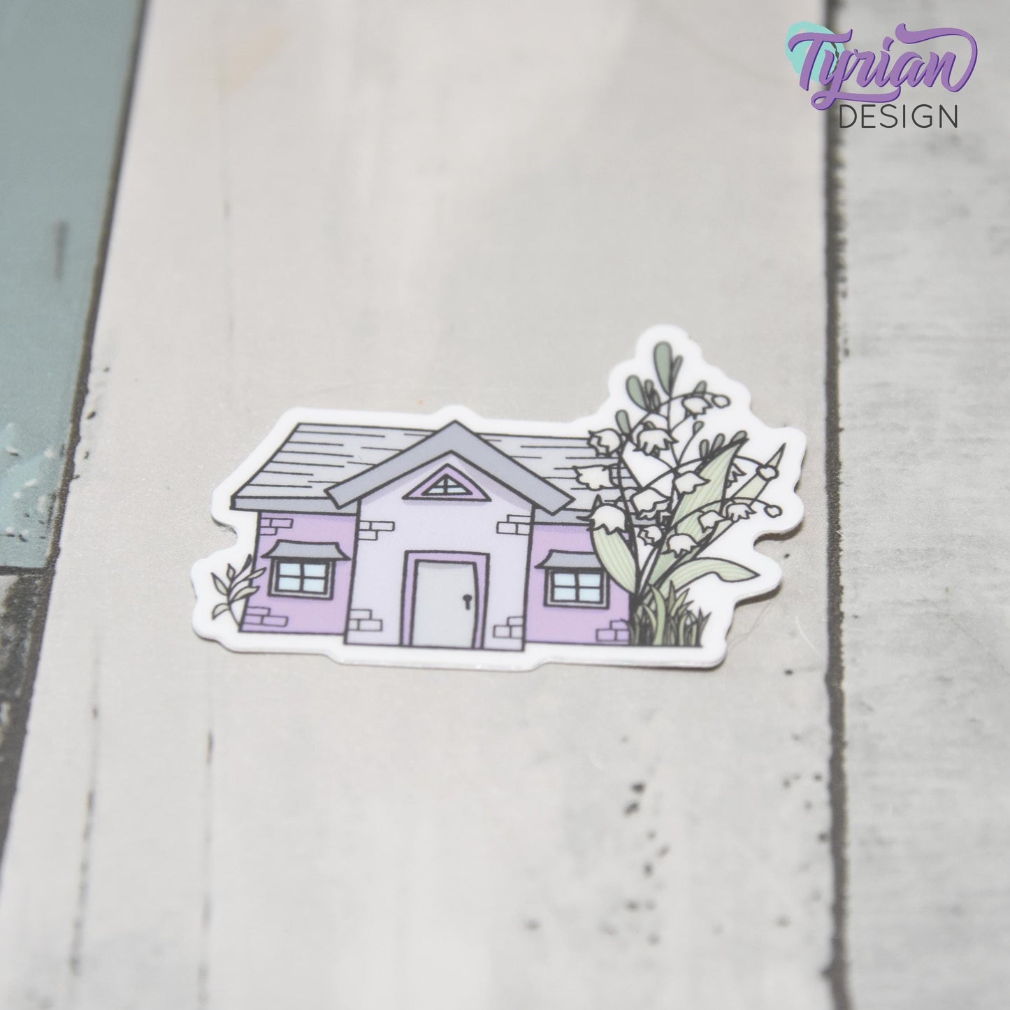 Lily of the Valley House Vinyl Sticker | Waterproof & Weatherproof | 2" x 1.5" | Durable Die-Cut Sticker for Journals, Tumblers and More