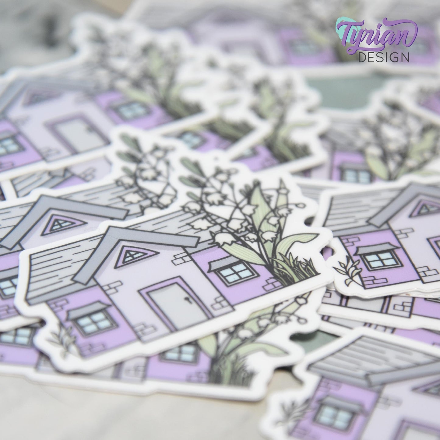 Lily of the Valley House Vinyl Sticker | Waterproof & Weatherproof | 2" x 1.5" | Durable Die-Cut Sticker for Journals, Tumblers and More