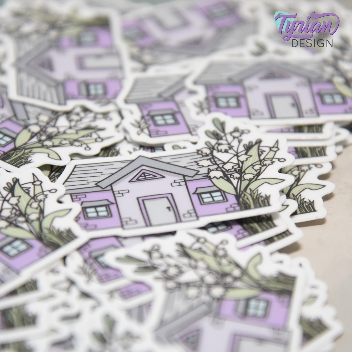 Lily of the Valley House Vinyl Sticker | Waterproof & Weatherproof | 2" x 1.5" | Durable Die-Cut Sticker for Journals, Tumblers and More
