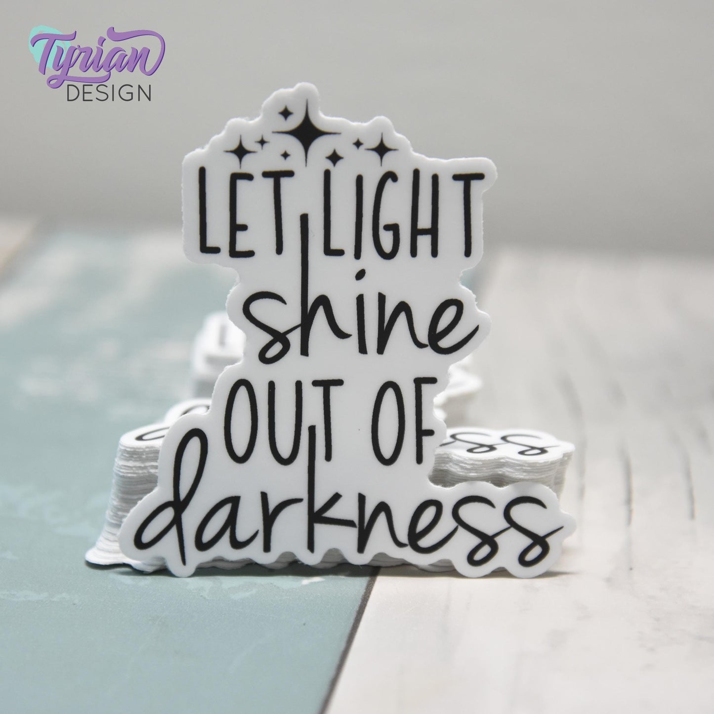 Let Light Shine out of Darkness Vinyl Sticker | Bible Verse Sticker | Light Shine Sticker | High quality weather proof vinyl | 2.28 x 2.5 in