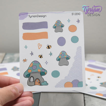 Mushroom House Journal Stickers | 20 Stickers  3.5x4.5" Sheet