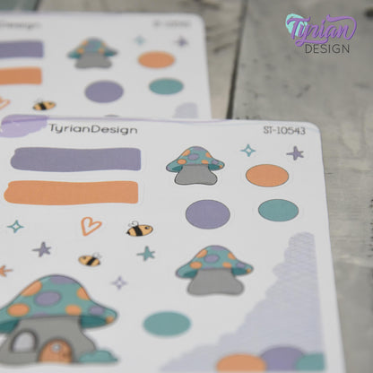 Mushroom House Journal Stickers | 20 Stickers  3.5x4.5" Sheet