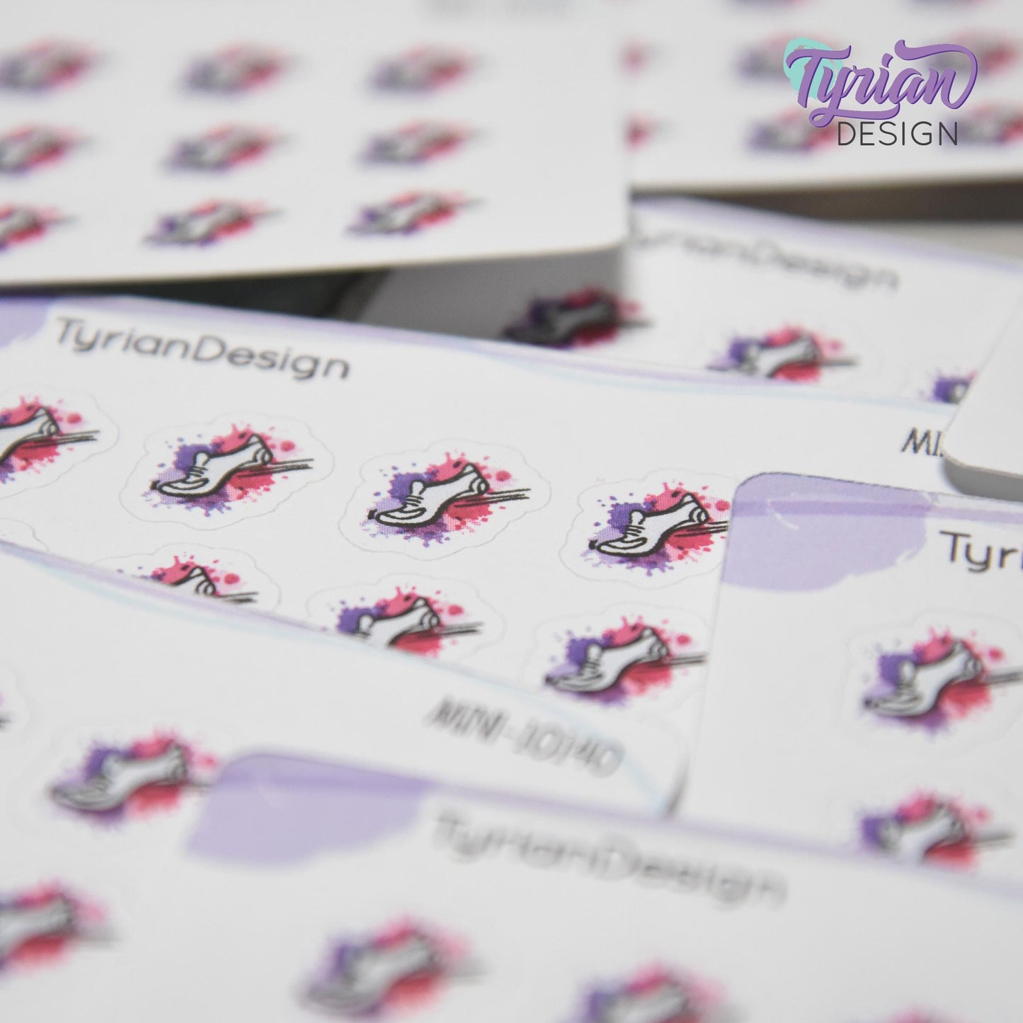 Running Stickers | Mini Sheet of Walking Shoe | 15 Stickers | .5 x .5" each | 3.375" x 2.125" Mini Sheet | White or Clear Matte