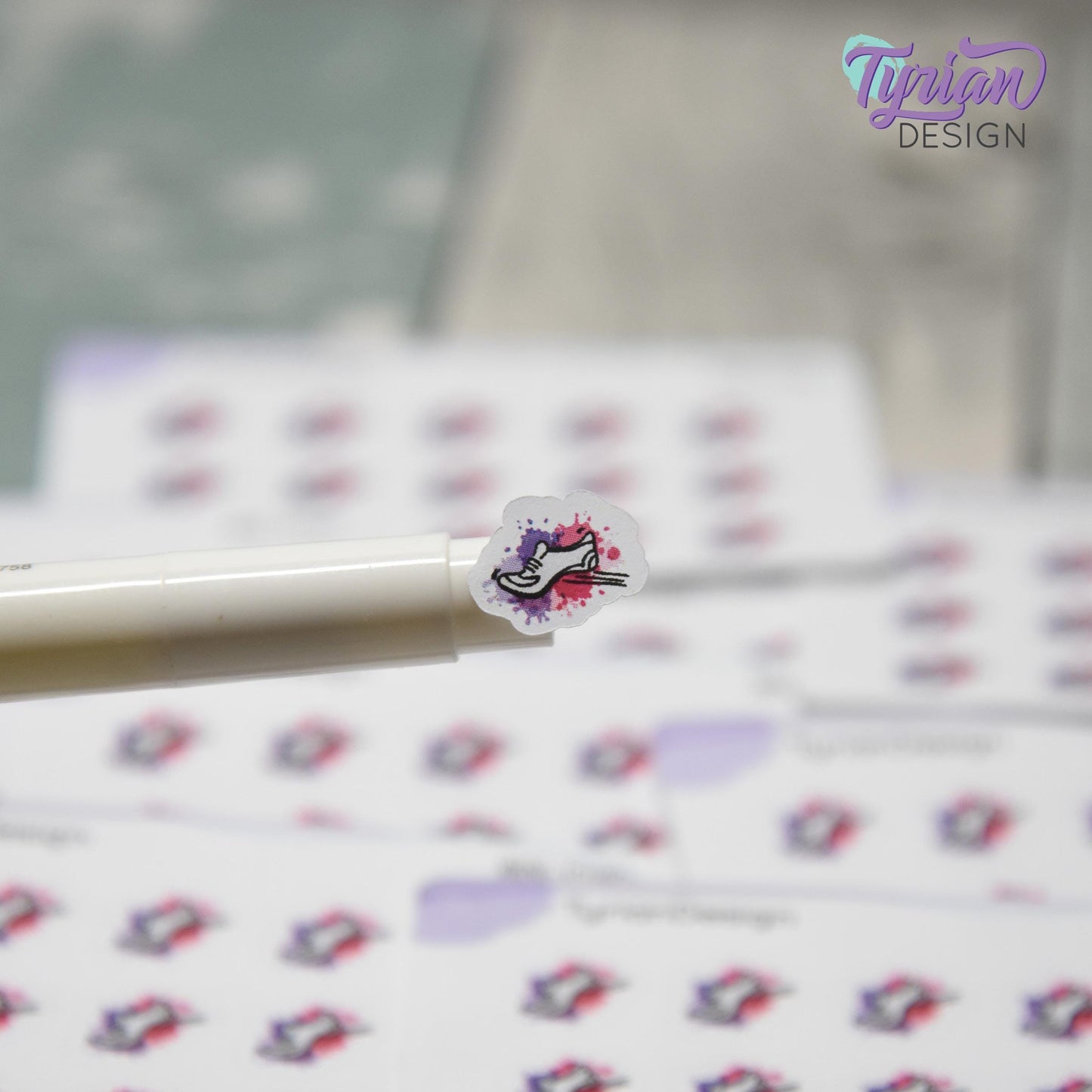 Running Stickers | Mini Sheet of Walking Shoe | 15 Stickers | .5 x .5" each | 3.375" x 2.125" Mini Sheet | White or Clear Matte