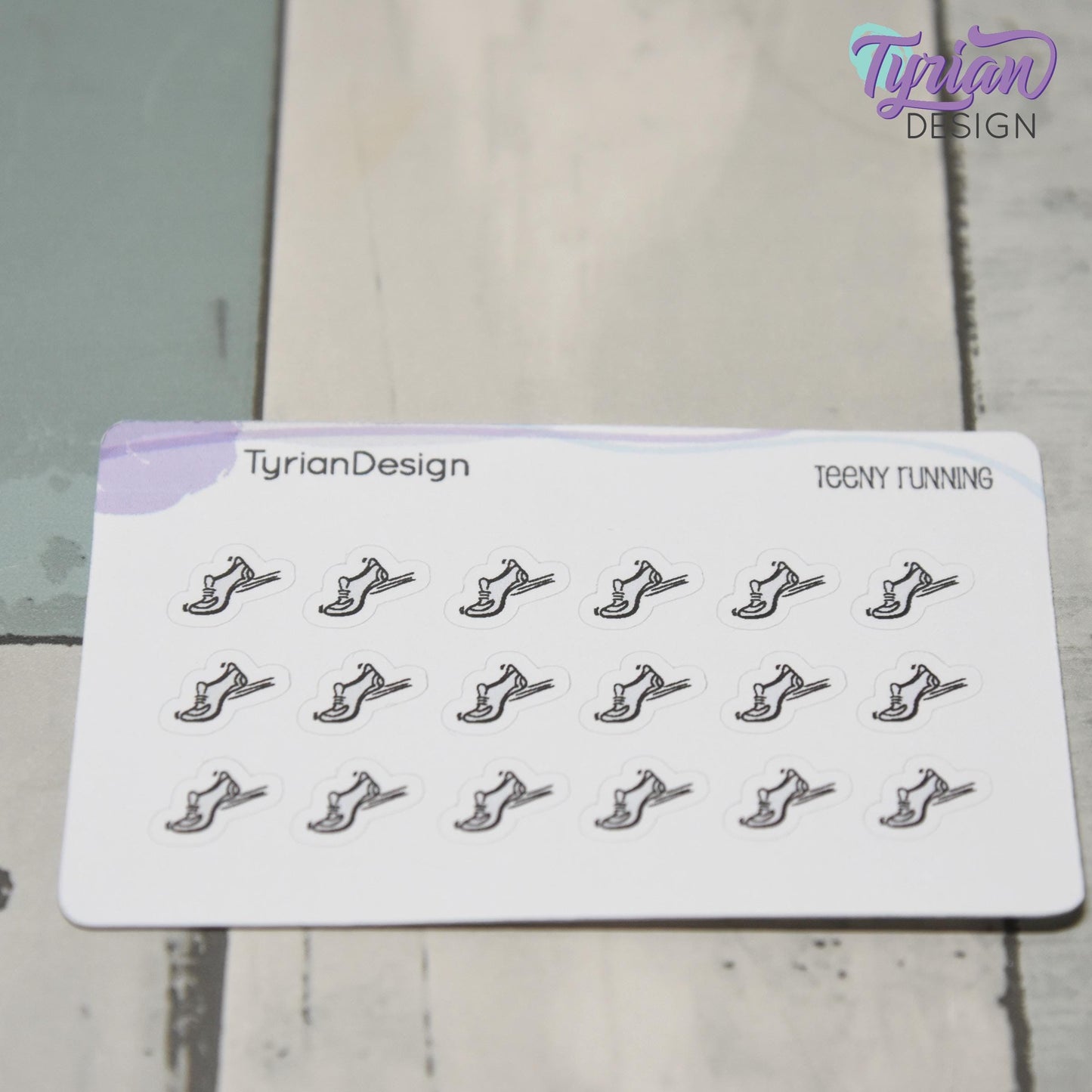 Running Stickers | Tiny Walking stickers on a mini sheet | 18 stickers | .44 x .36" each | Athletic shoe icon sticker | White or Clear Matte