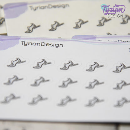 Running Stickers | Tiny Walking stickers on a mini sheet | 18 stickers | .44 x .36" each | Athletic shoe icon sticker | White or Clear Matte