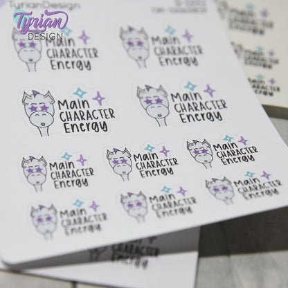 Main Character Energy Stickers | 10 Stickers | 2 sizes  | Dragon Sass Stickers