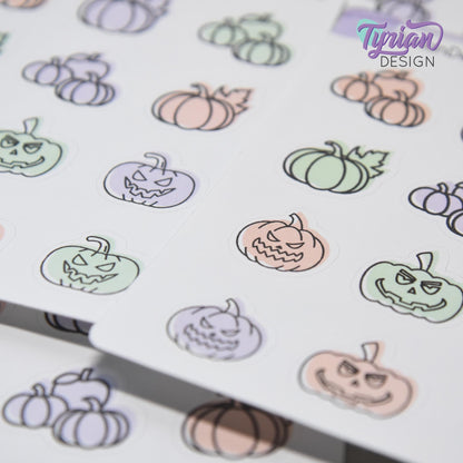 Pastel Halloween Pumpkins | 12 Stickers