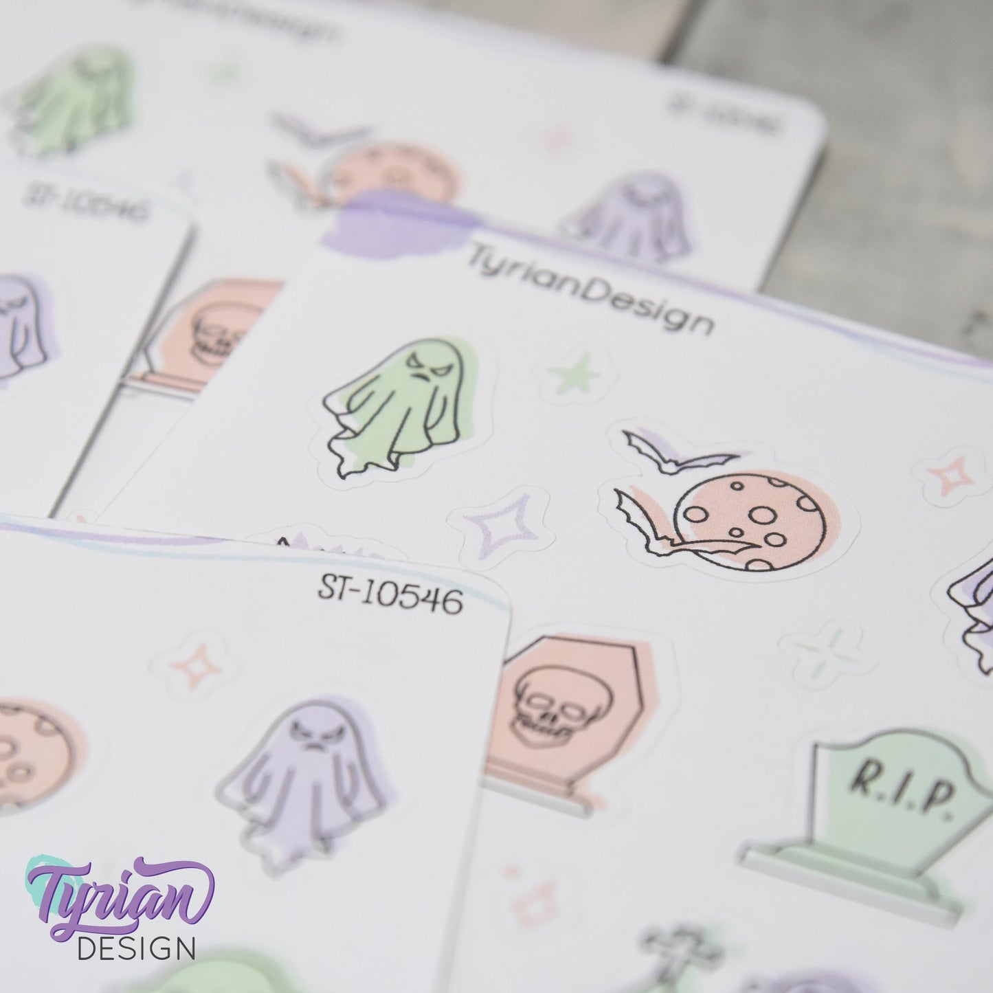 Pastel Halloween Doodles | Spooky Cute Planner & Journal Stickers | 16 Stickers | Haunting | White or Clear Matte | 3.5" x 4.5" Sheet