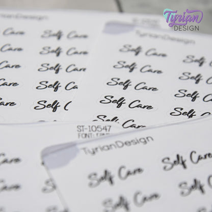 Self Care Stickers | 24 Stickers | .86" x .4"  Each | Randi Font.