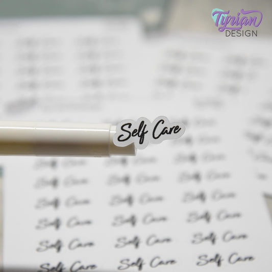 Self Care Stickers | 24 Stickers | .86" x .4"  Each | Randi Font.