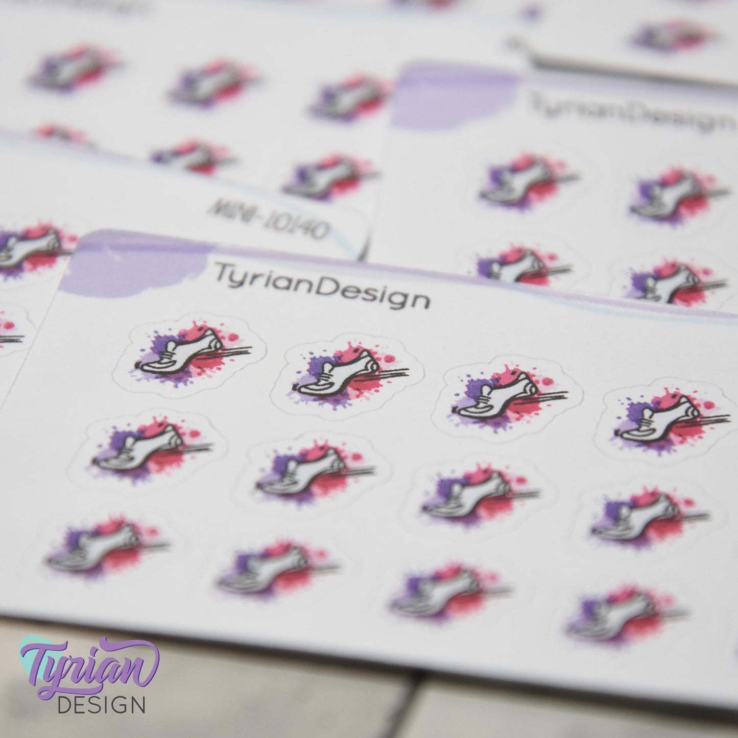 Running Stickers | Mini Sheet of Walking Shoe | 15 Stickers | .5 x .5" each | 3.375" x 2.125" Mini Sheet | White or Clear Matte