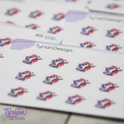 Running Stickers | Mini Sheet of Walking Shoe | 15 Stickers | .5 x .5" each | 3.375" x 2.125" Mini Sheet | White or Clear Matte