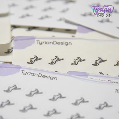 Running Stickers | Tiny Walking stickers on a mini sheet | 18 stickers | .44 x .36" each | Athletic shoe icon sticker | White or Clear Matte