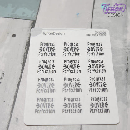 Progress over Perfection Stickers | 12 Stickers per sheet | .83 x .78" each.