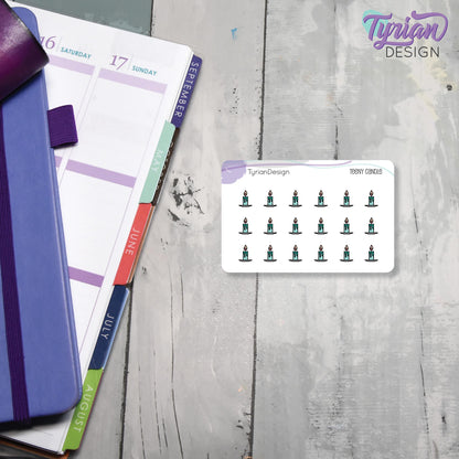 Candle Stickers | Tiny Stick Candle Stickers | Mini sheet | 18 stickers | .37 x .44" each | Burn Candle icon | White or Clear Matte