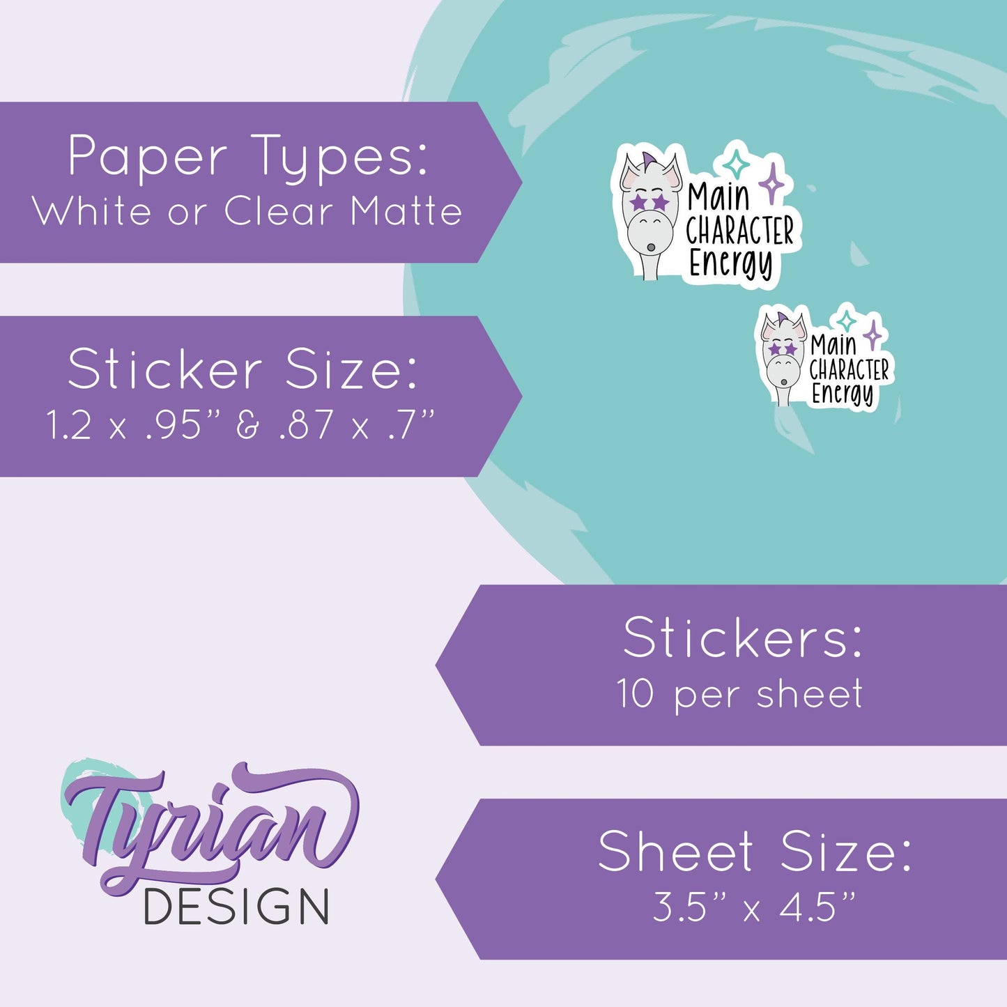 Main Character Energy Stickers | 10 Stickers | 2 sizes  | Dragon Sass Stickers