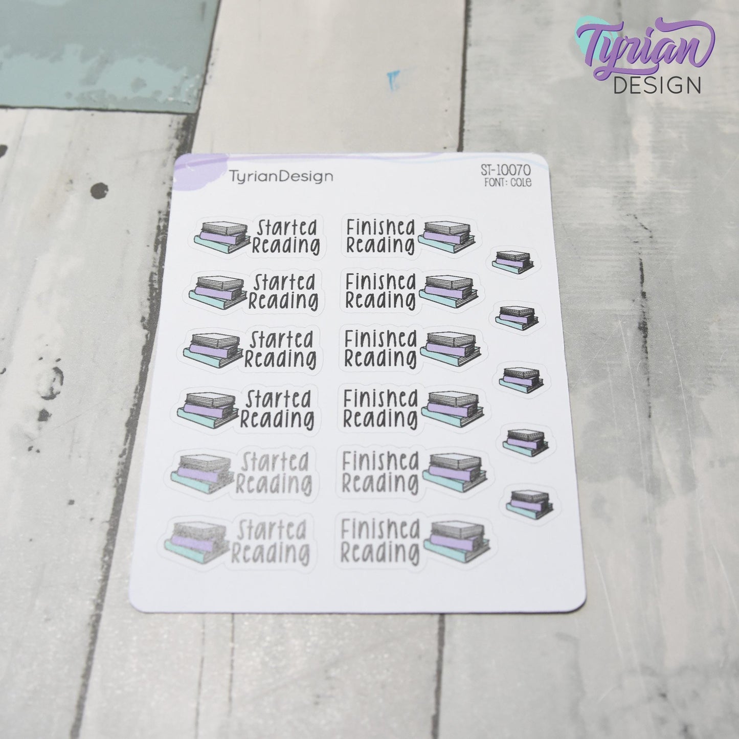 Reading Stickers | Started Reading | Finished Reading | 16 Stickers | 1.27 x .52" | Book Stickers | 3.5 x  4.5" Sheet | White or Clear Matte