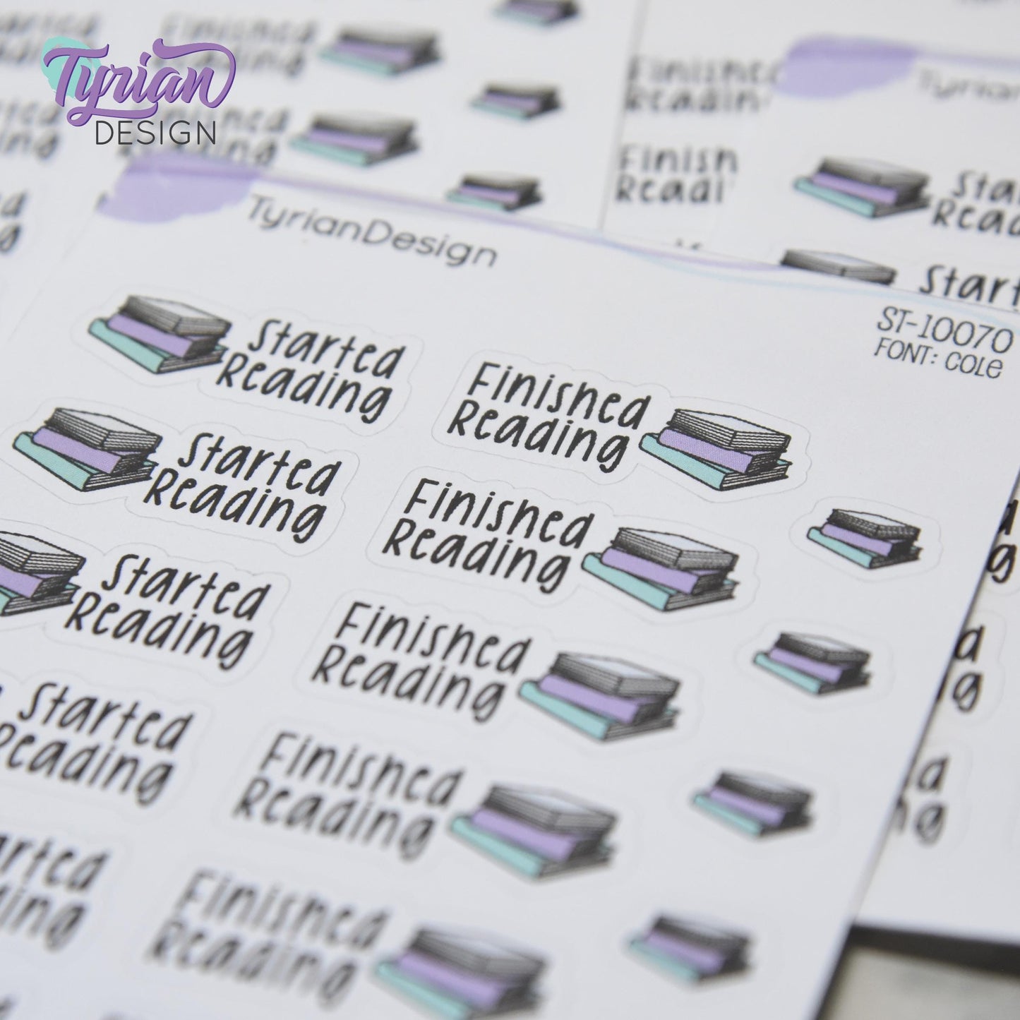 Reading Stickers | Started Reading | Finished Reading | 16 Stickers | 1.27 x .52" | Book Stickers | 3.5 x  4.5" Sheet | White or Clear Matte