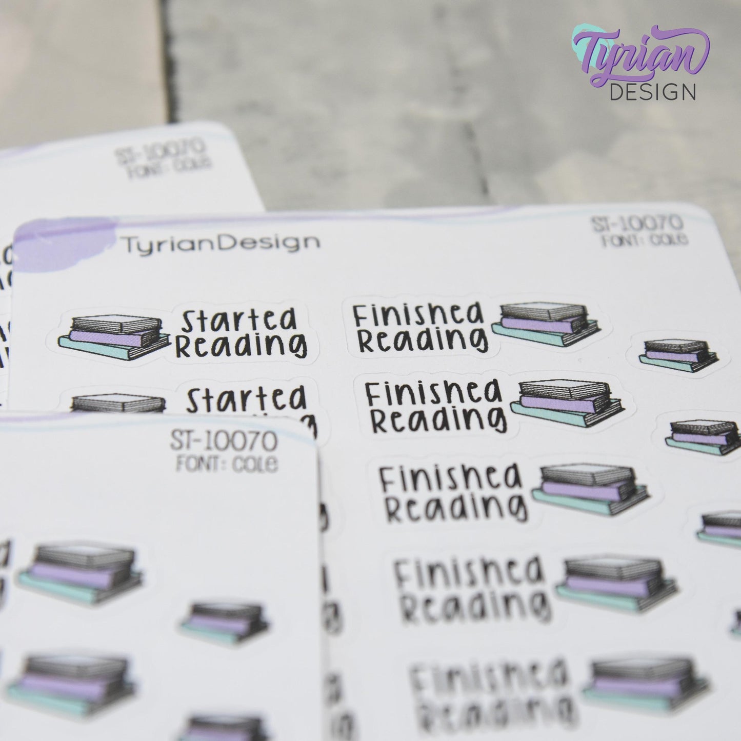 Reading Stickers | Started Reading | Finished Reading | 16 Stickers | 1.27 x .52" | Book Stickers | 3.5 x  4.5" Sheet | White or Clear Matte