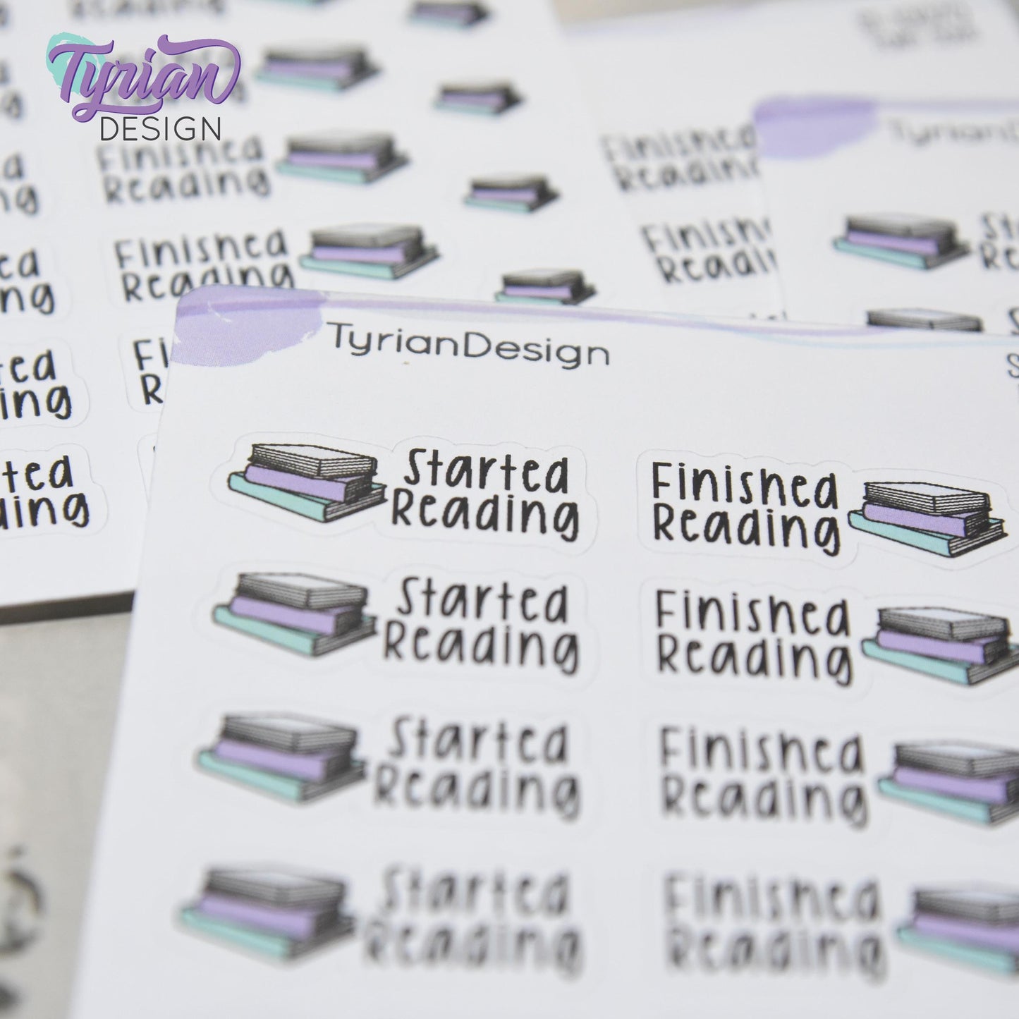 Reading Stickers | Started Reading | Finished Reading | 16 Stickers | 1.27 x .52" | Book Stickers | 3.5 x  4.5" Sheet | White or Clear Matte