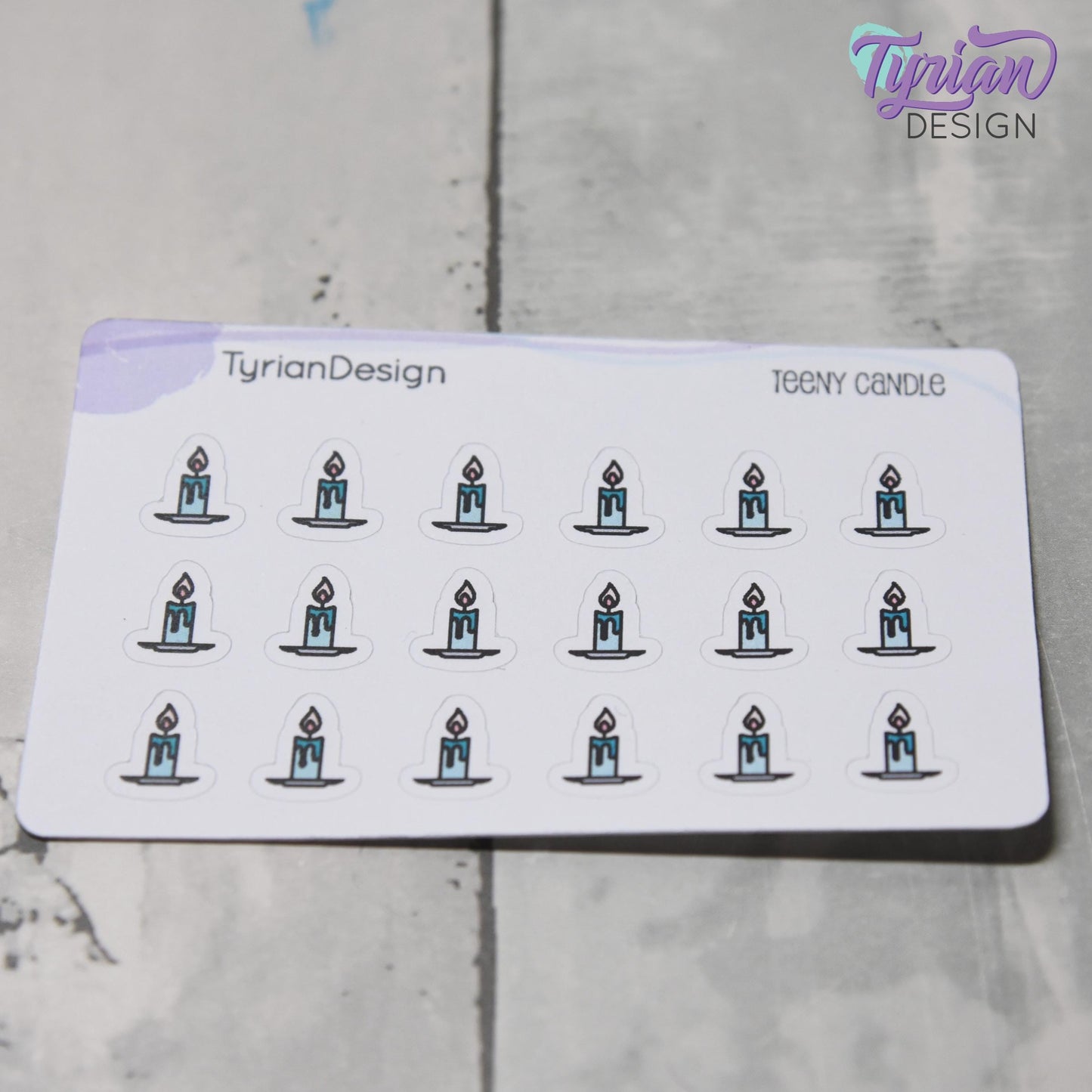 Candle Stickers | Tiny Stick Candle Stickers | Mini sheet | 18 stickers | .37 x .44" each | Burn Candle icon | White or Clear Matte