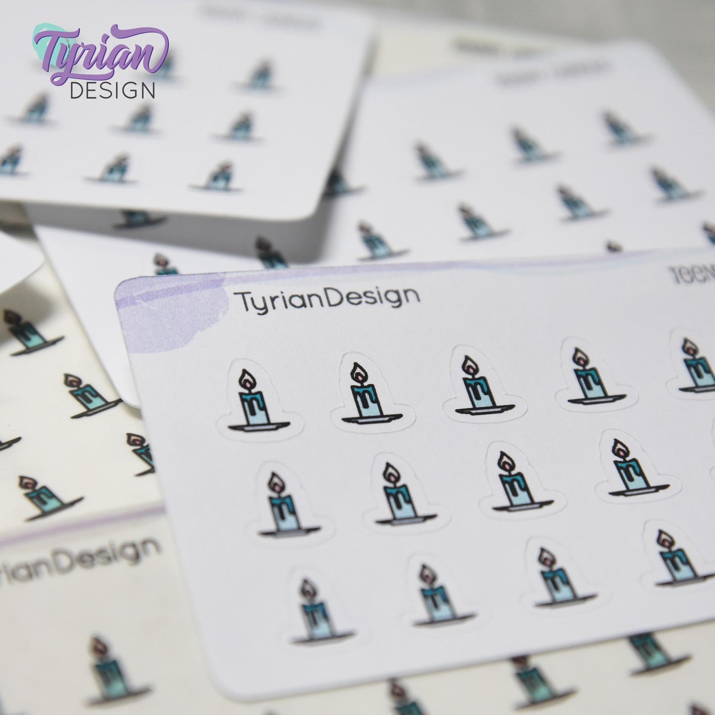 Candle Stickers | Tiny Stick Candle Stickers | Mini sheet | 18 stickers | .37 x .44" each | Burn Candle icon | White or Clear Matte