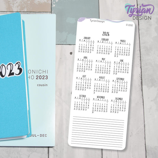 2026 Monthly Sticker | Hobonichi Weeks | 1 Sticker